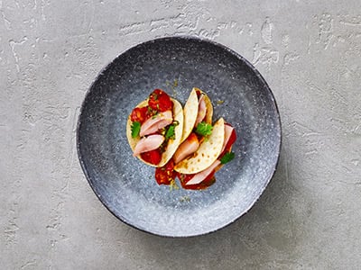 Norwegian herring tacos with tomato salsa