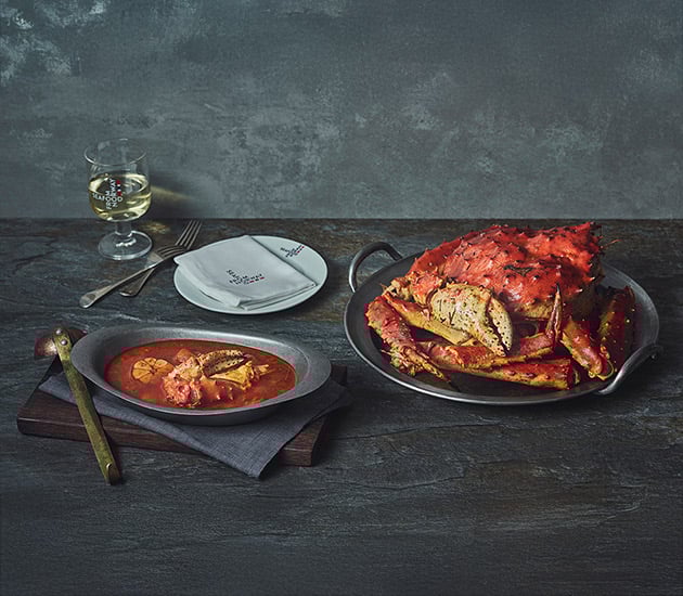 Whole Norwegian Red King Crab and butter bisque