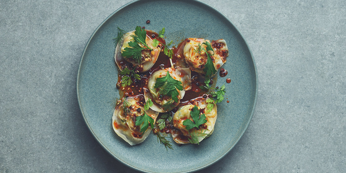 Asian-style Norwegian Red King Crab dumplings