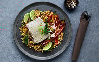 Cauliflower risotto with pan-fried Norwegian saithe