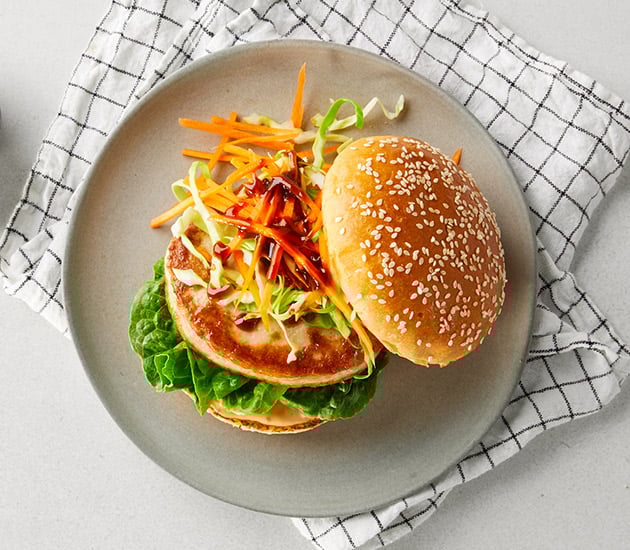 Saithe burger with pickled coleslaw