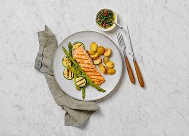 Pan fried Norwegian Salmon with Salsa Verde