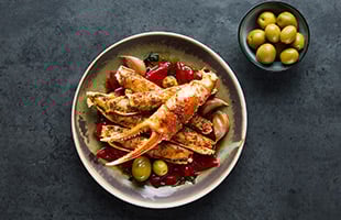 Norwegian snow crab with Spanish flavours